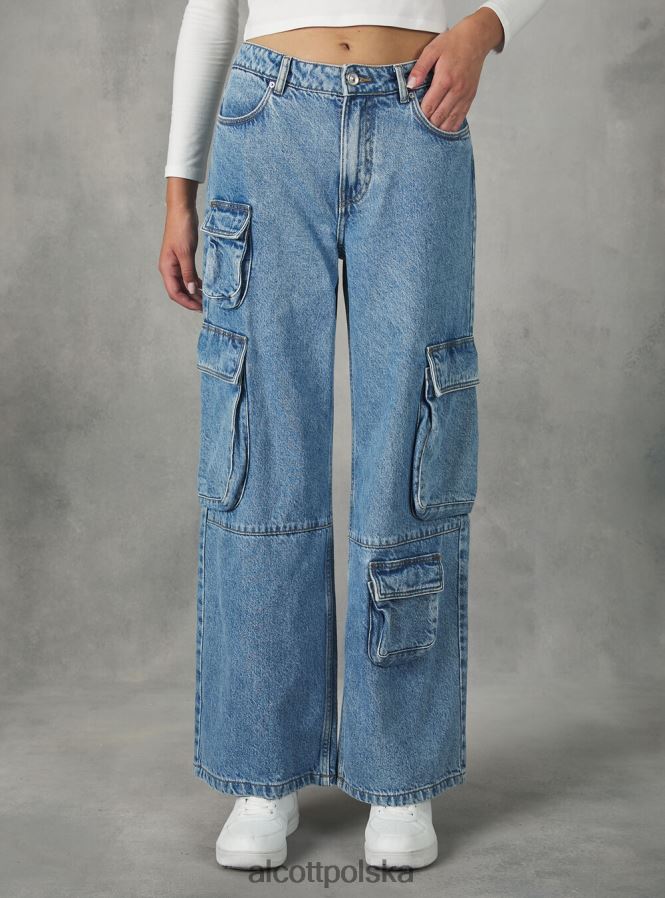 odzież Alcott Wygodne jeansy typu cargo o wielu rozmiarach d006 lazur kobiety 2TXFF6115