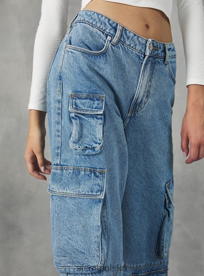odzież Alcott Wygodne jeansy typu cargo o wielu rozmiarach d006 lazur kobiety 2TXFF6115