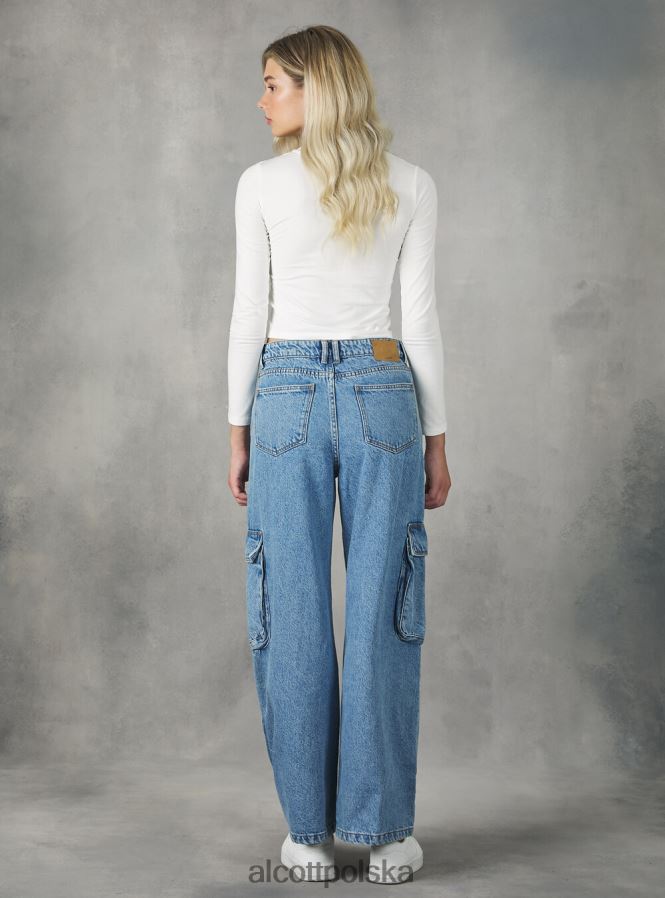 odzież Alcott Wygodne jeansy typu cargo o wielu rozmiarach d006 lazur kobiety 2TXFF6115