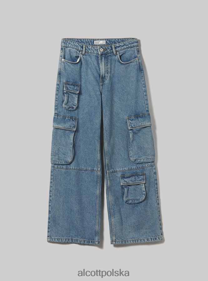 odzież Alcott Wygodne jeansy typu cargo o wielu rozmiarach d006 lazur kobiety 2TXFF6115