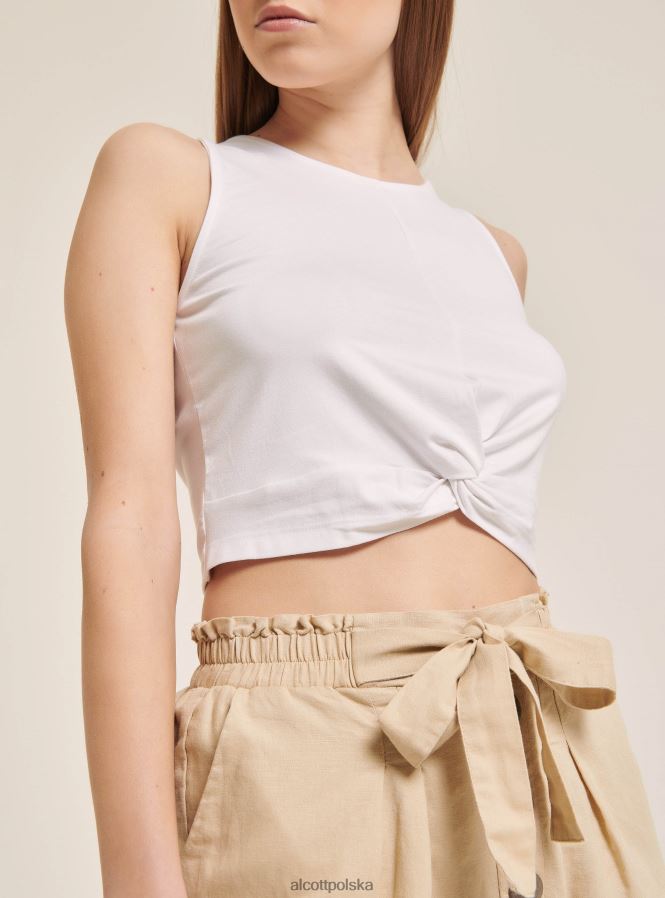 odzież Alcott Podstawowy, krótki top bez rękawów z bawełnianym węzłem bk1 czarny kobiety 2TXFF6146