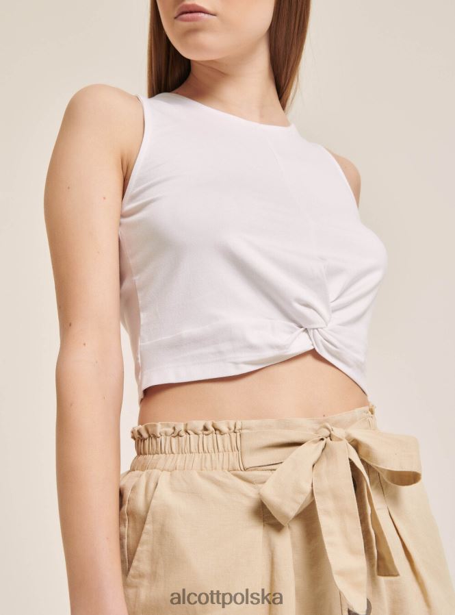 odzież Alcott Podstawowy, krótki top bez rękawów z bawełnianym węzłem bk1 czarny kobiety 2TXFF6146