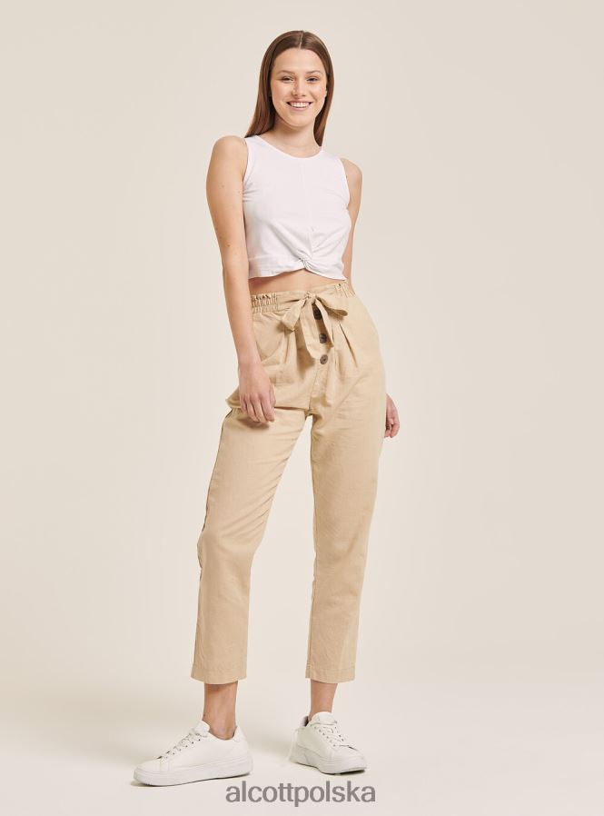 odzież Alcott Podstawowy, krótki top bez rękawów z bawełnianym węzłem bk1 czarny kobiety 2TXFF6146