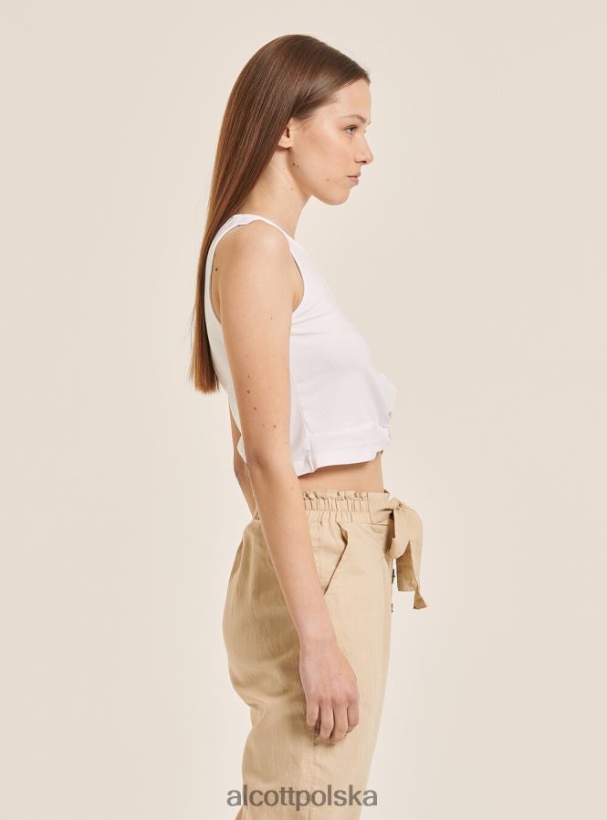 odzież Alcott Podstawowy, krótki top bez rękawów z bawełnianym węzłem bk1 czarny kobiety 2TXFF6146