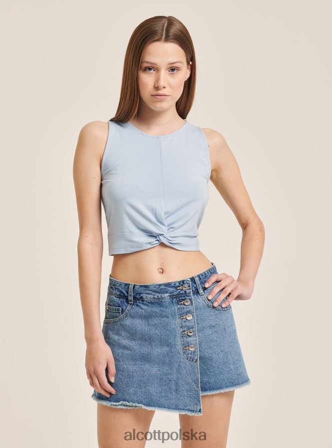 odzież Alcott Podstawowy, krótki top bez rękawów z bawełnianym węzłem bk1 czarny kobiety 2TXFF6261