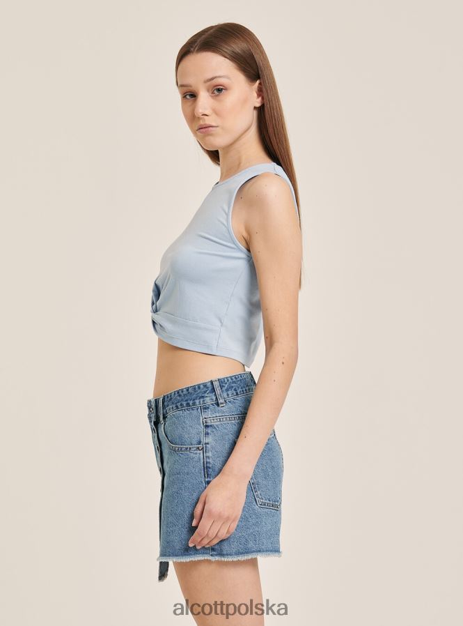 odzież Alcott Podstawowy, krótki top bez rękawów z bawełnianym węzłem bk1 czarny kobiety 2TXFF6261