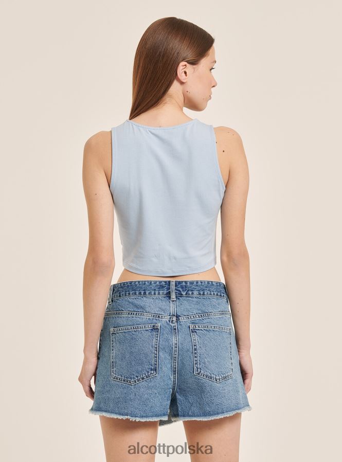 odzież Alcott Podstawowy, krótki top bez rękawów z bawełnianym węzłem bk1 czarny kobiety 2TXFF6261