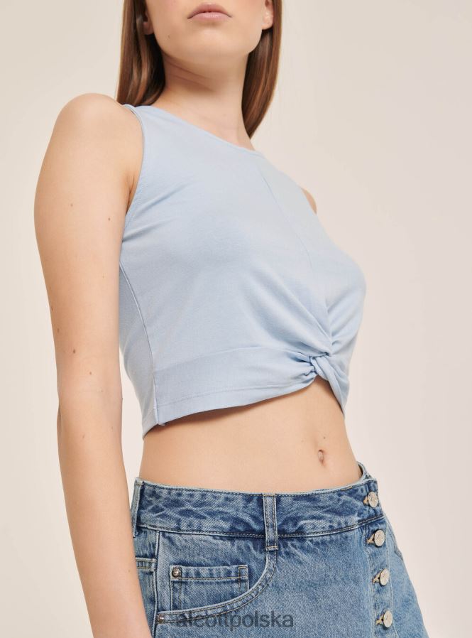 odzież Alcott Podstawowy, krótki top bez rękawów z bawełnianym węzłem bk1 czarny kobiety 2TXFF6261