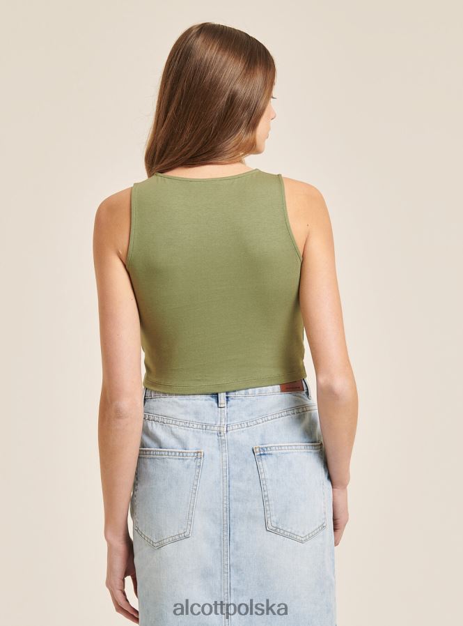 odzież Alcott Podstawowy, krótki top bez rękawów z bawełnianym węzłem bk1 czarny kobiety 2TXFF6263