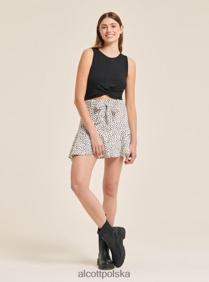 odzież Alcott Podstawowy, krótki top bez rękawów z bawełnianym węzłem bk1 czarny kobiety 2TXFF6455