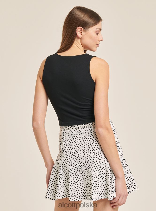 odzież Alcott Podstawowy, krótki top bez rękawów z bawełnianym węzłem bk1 czarny kobiety 2TXFF6455