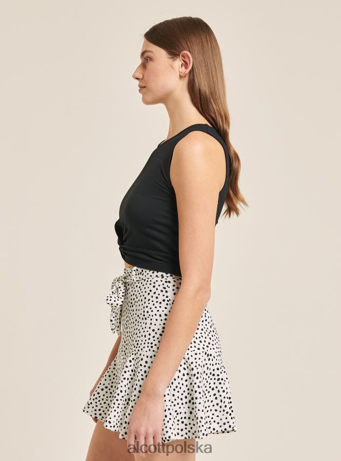 odzież Alcott Podstawowy, krótki top bez rękawów z bawełnianym węzłem bk1 czarny kobiety 2TXFF6455