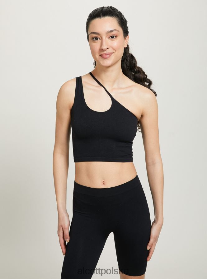 odzież Alcott asymetryczny, krótki top bk1 czarny kobiety 2TXFF6247