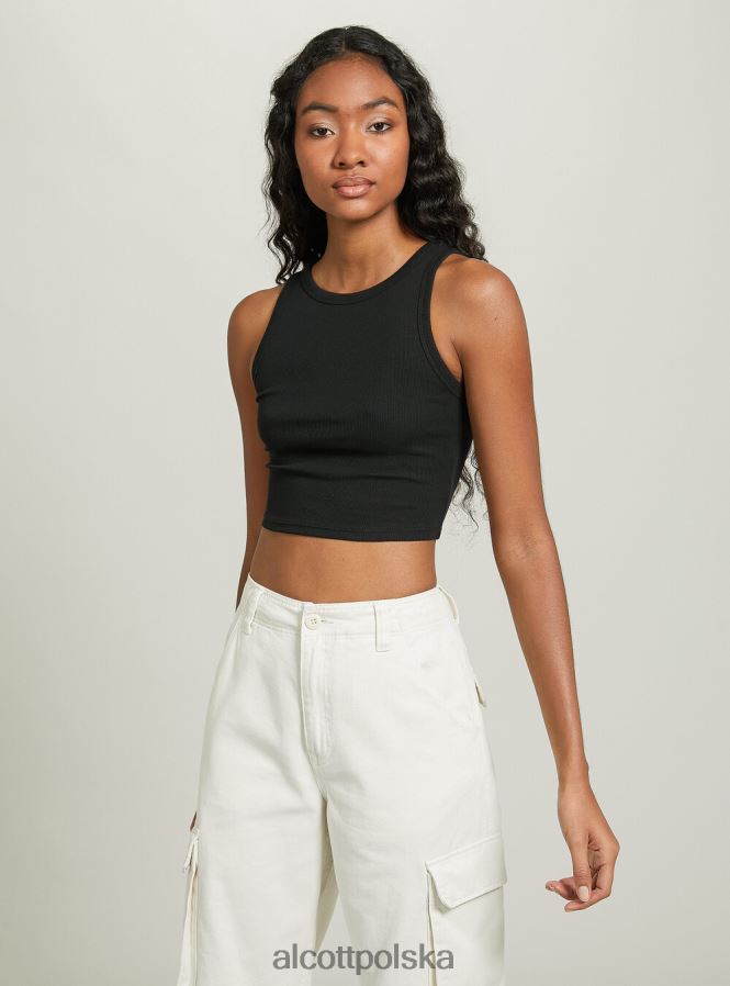 odzież Alcott krótki, bawełniany top bez rękawów bk1 czarny kobiety 2TXFF6154