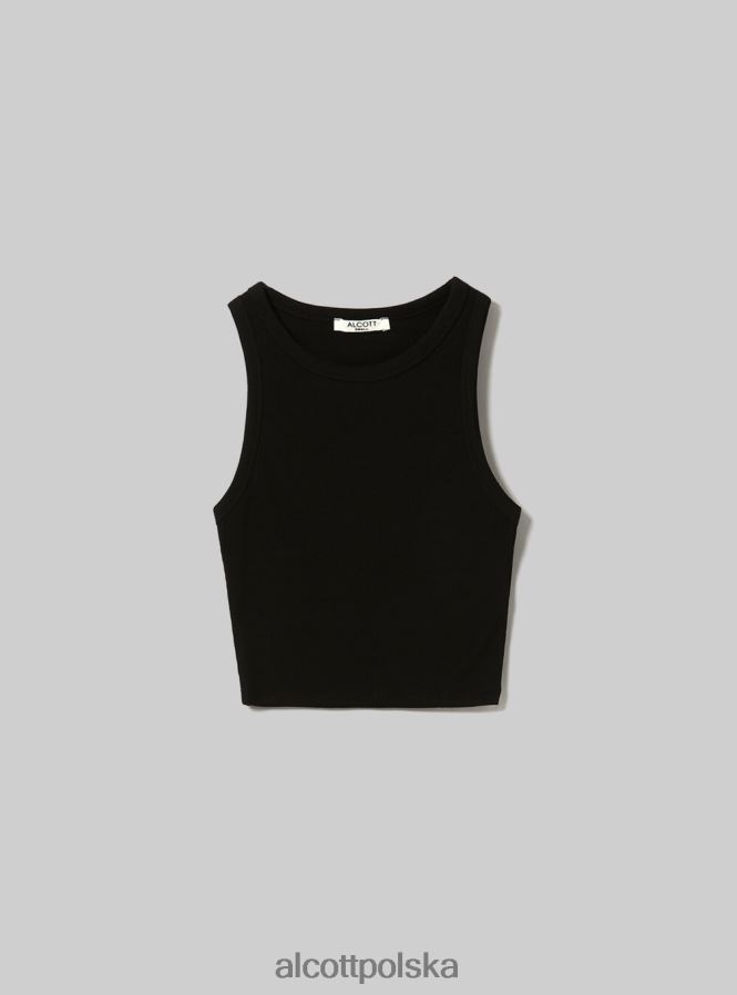 odzież Alcott krótki, bawełniany top bez rękawów bk1 czarny kobiety 2TXFF6154