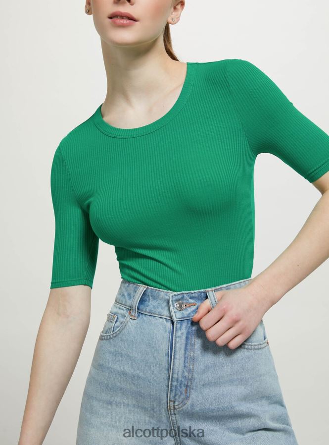 odzież Alcott prążkowane body z krótkim rękawem bk1 czarny kobiety 2TXFF674