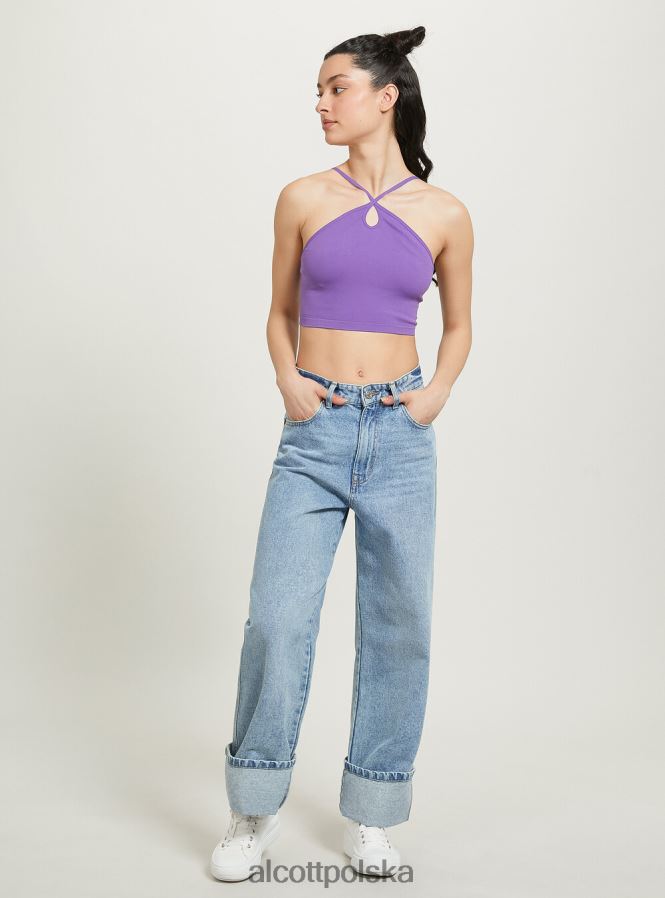 odzież Alcott top przycięty con scollo incrociato bk1 czarny kobiety 2TXFF641