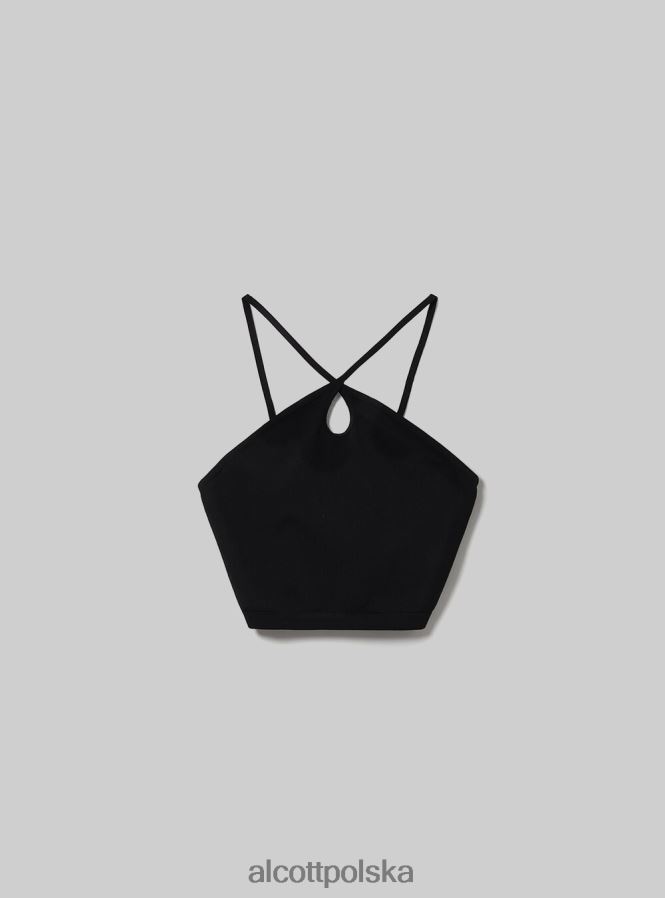 odzież Alcott top przycięty con scollo incrociato bk1 czarny kobiety 2TXFF666