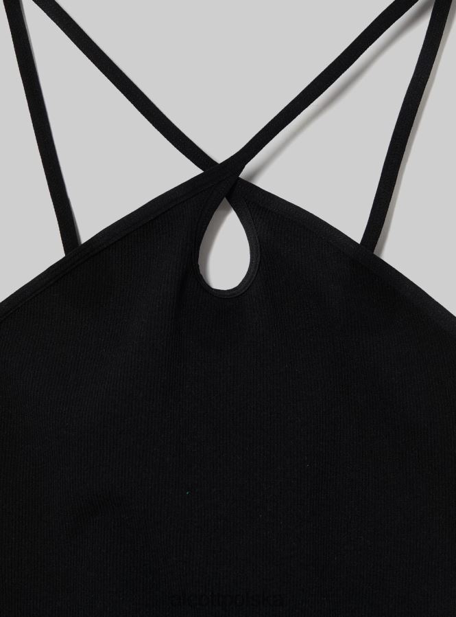 odzież Alcott top przycięty con scollo incrociato bk1 czarny kobiety 2TXFF666