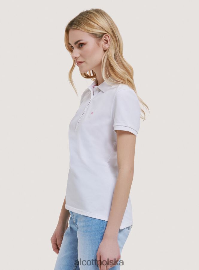 odzież Alcott Koszulka polo z bawełny pikowej z haftem biały kobiety 2TXFF6214