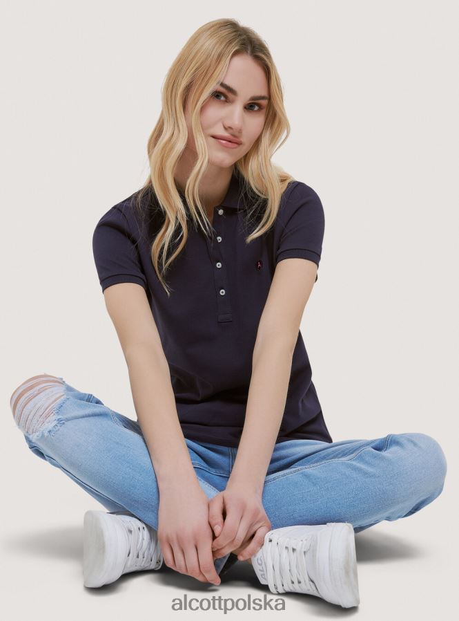 odzież Alcott Koszulka polo z bawełny pikowej z haftem biały kobiety 2TXFF6344