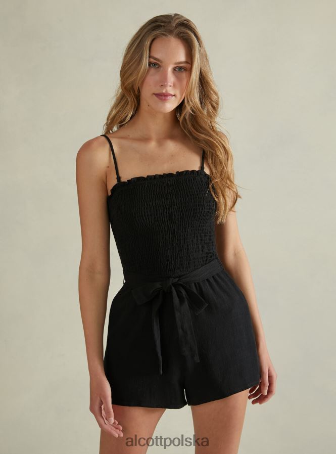 odzież Alcott Krótki kombinezon z domieszką lnu c0578 beż kobiety 2TXFF6166