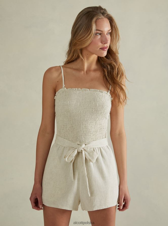 odzież Alcott Krótki kombinezon z domieszką lnu c0578 beż kobiety 2TXFF6402