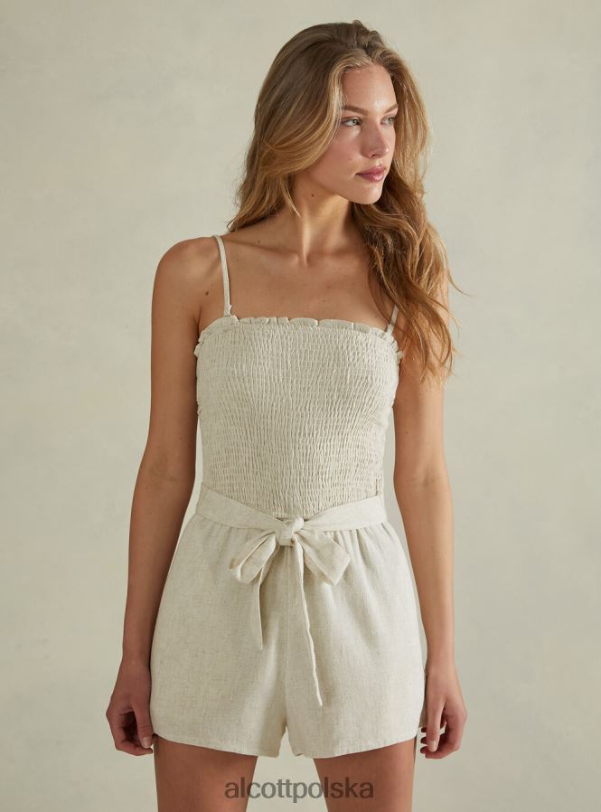 odzież Alcott Krótki kombinezon z domieszką lnu c0578 beż kobiety 2TXFF6402