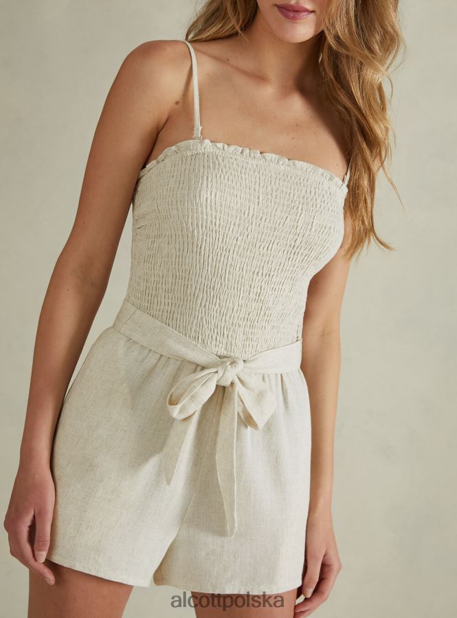 odzież Alcott Krótki kombinezon z domieszką lnu c0578 beż kobiety 2TXFF6402