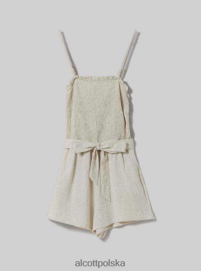 odzież Alcott Krótki kombinezon z domieszką lnu c0578 beż kobiety 2TXFF6402