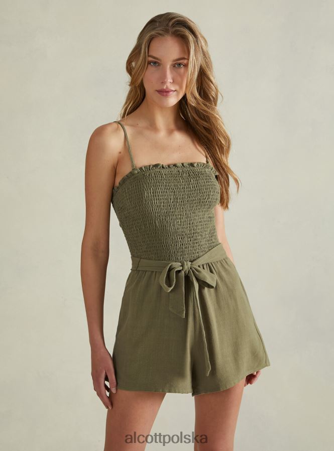 odzież Alcott Krótki kombinezon z domieszką lnu c0578 beż kobiety 2TXFF6429