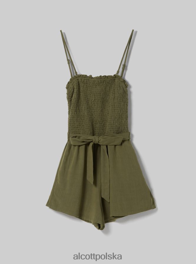 odzież Alcott Krótki kombinezon z domieszką lnu c0578 beż kobiety 2TXFF6429