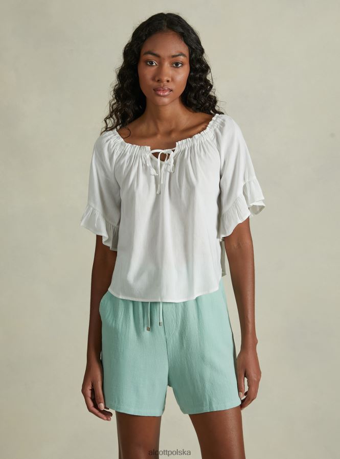 odzież Alcott Bluzka z mieszanki lnu, z dekoltem bardot ky1 kaky ciemny kobiety 2TXFF627