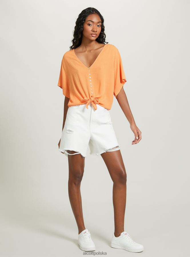 odzież Alcott Koszula z dekoltem w kształcie litery V i węzłem w talii wh2 biały kobiety 2TXFF6168