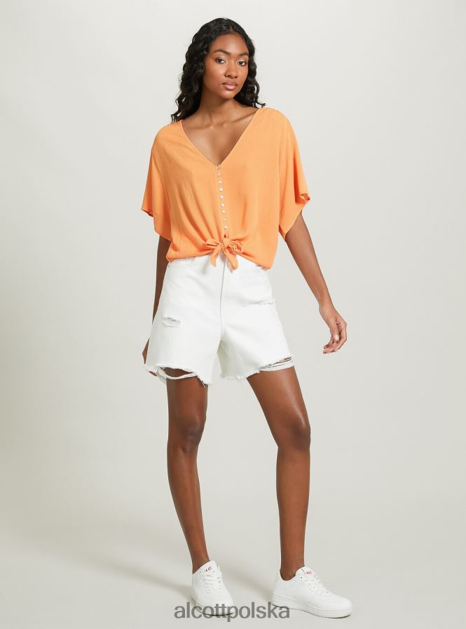 odzież Alcott Koszula z dekoltem w kształcie litery V i węzłem w talii wh2 biały kobiety 2TXFF6168
