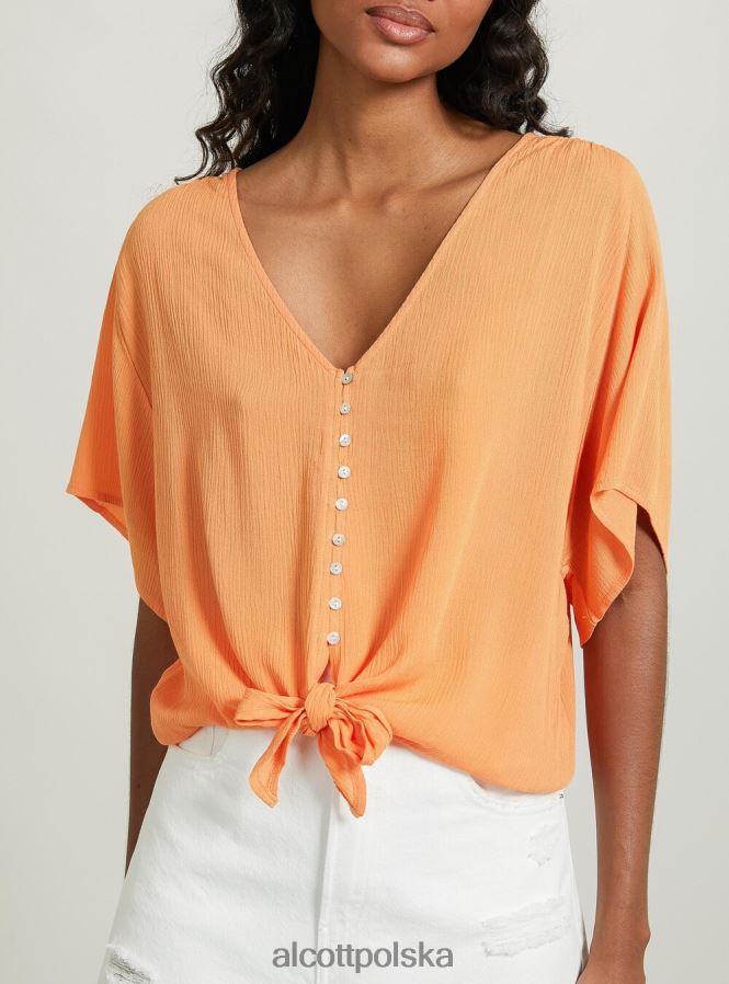 odzież Alcott Koszula z dekoltem w kształcie litery V i węzłem w talii wh2 biały kobiety 2TXFF6168