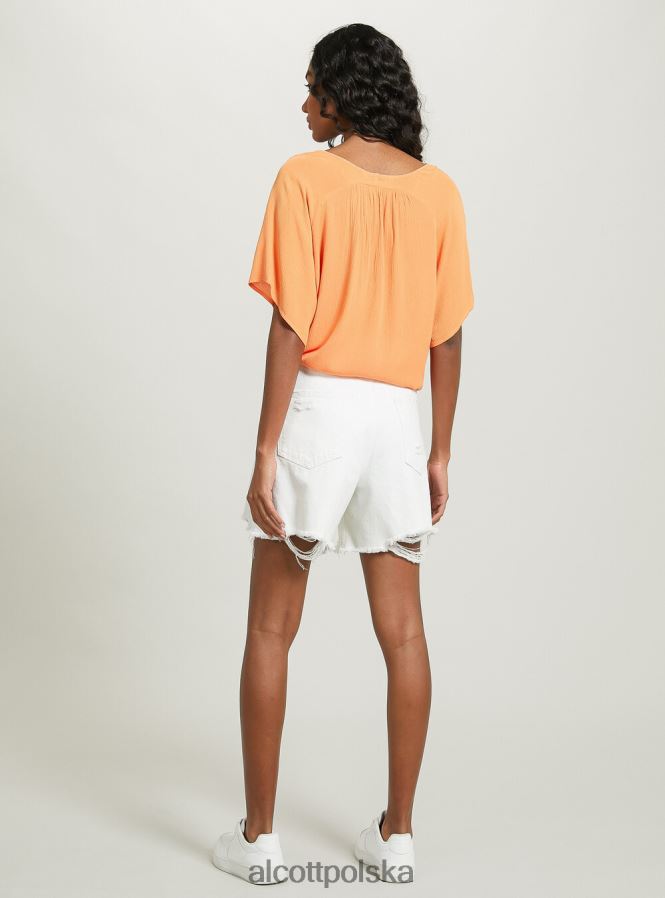 odzież Alcott Koszula z dekoltem w kształcie litery V i węzłem w talii wh2 biały kobiety 2TXFF6168