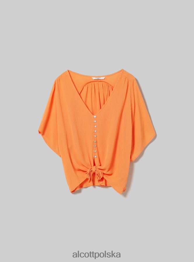 odzież Alcott Koszula z dekoltem w kształcie litery V i węzłem w talii wh2 biały kobiety 2TXFF6168