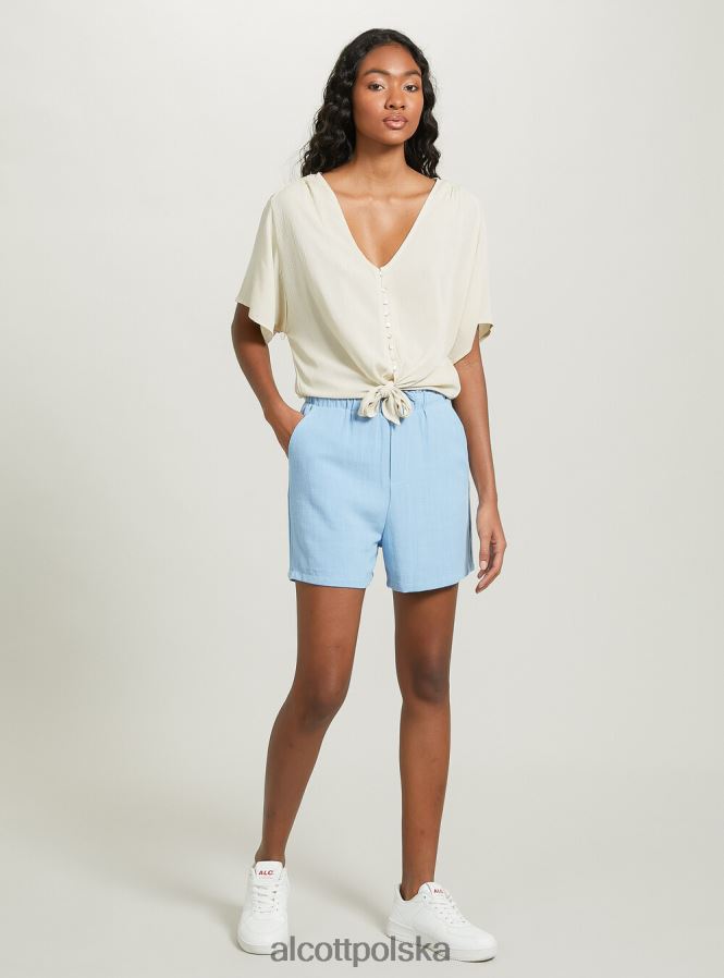 odzież Alcott Koszula z dekoltem w kształcie litery V i węzłem w talii wh2 biały kobiety 2TXFF6219