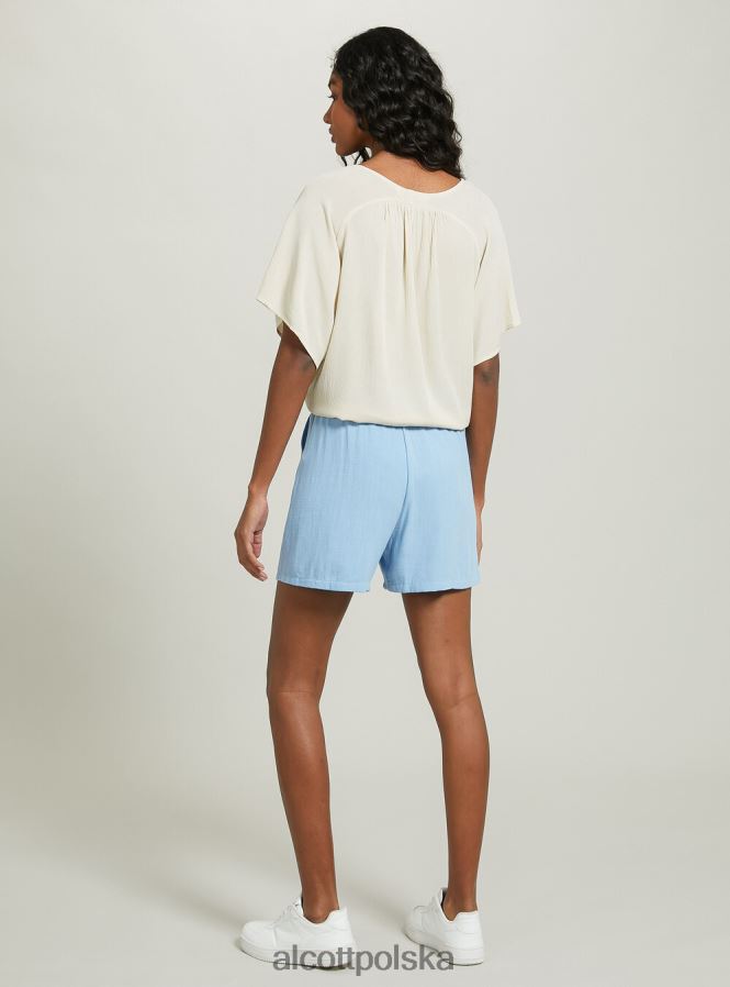 odzież Alcott Koszula z dekoltem w kształcie litery V i węzłem w talii wh2 biały kobiety 2TXFF6219