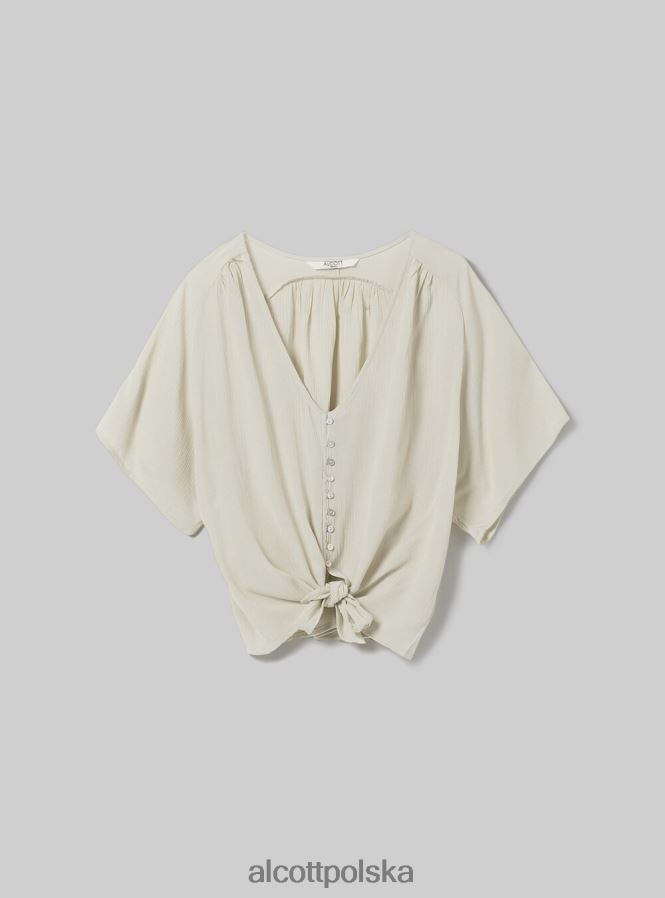 odzież Alcott Koszula z dekoltem w kształcie litery V i węzłem w talii wh2 biały kobiety 2TXFF6219