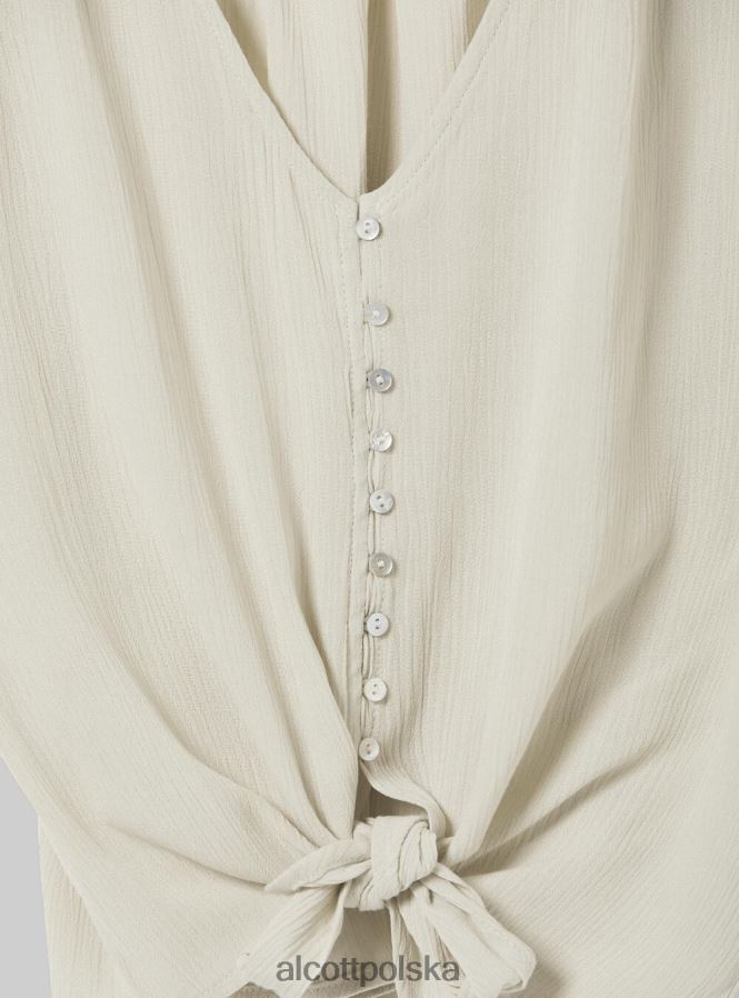 odzież Alcott Koszula z dekoltem w kształcie litery V i węzłem w talii wh2 biały kobiety 2TXFF6219