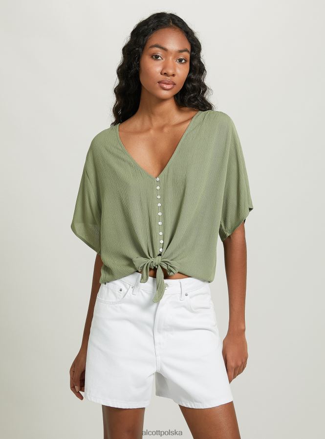 odzież Alcott Koszula z dekoltem w kształcie litery V i węzłem w talii wh2 biały kobiety 2TXFF6240