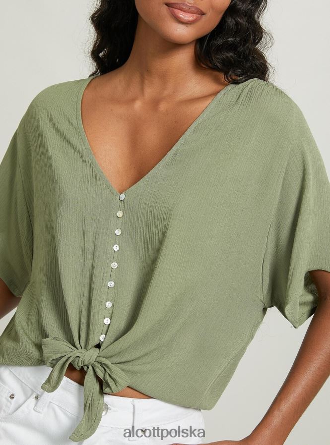 odzież Alcott Koszula z dekoltem w kształcie litery V i węzłem w talii wh2 biały kobiety 2TXFF6240