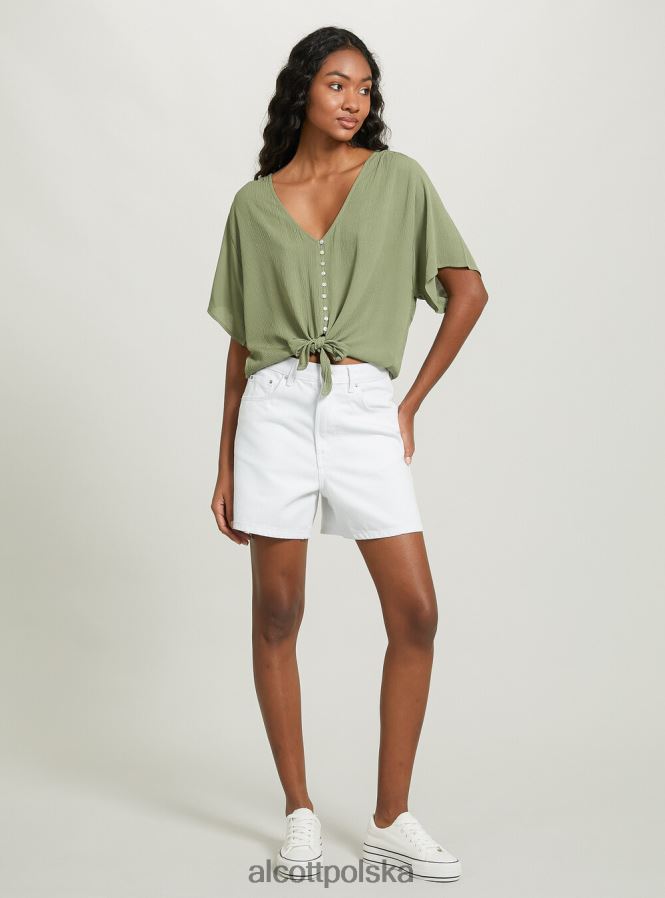 odzież Alcott Koszula z dekoltem w kształcie litery V i węzłem w talii wh2 biały kobiety 2TXFF6240