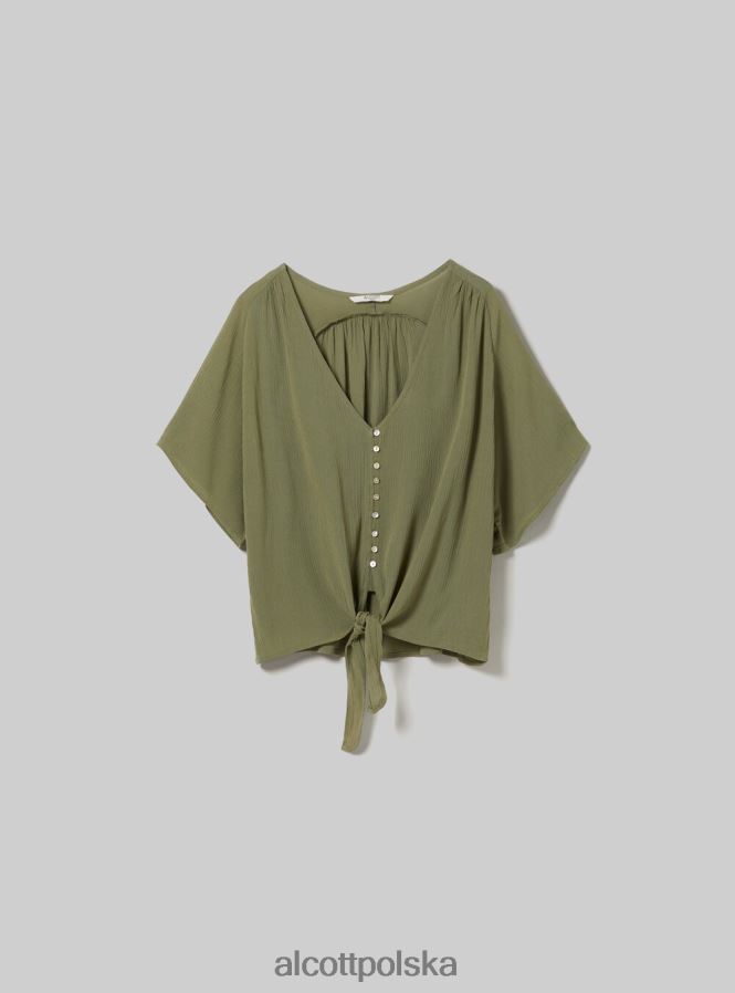 odzież Alcott Koszula z dekoltem w kształcie litery V i węzłem w talii wh2 biały kobiety 2TXFF6240