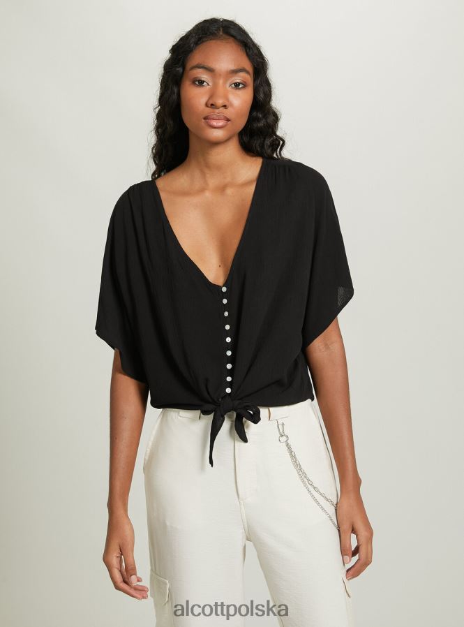 odzież Alcott Koszula z dekoltem w kształcie litery V i węzłem w talii wh2 biały kobiety 2TXFF6265