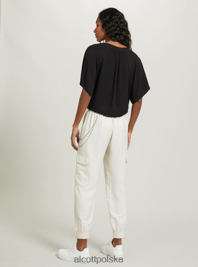 odzież Alcott Koszula z dekoltem w kształcie litery V i węzłem w talii wh2 biały kobiety 2TXFF6265