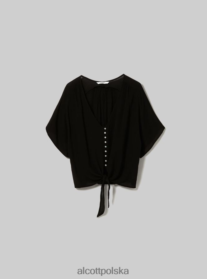 odzież Alcott Koszula z dekoltem w kształcie litery V i węzłem w talii wh2 biały kobiety 2TXFF6265