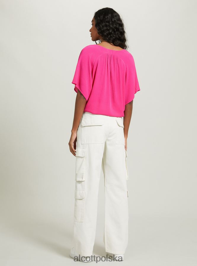 odzież Alcott Koszula z dekoltem w kształcie litery V i węzłem w talii wh2 biały kobiety 2TXFF6328